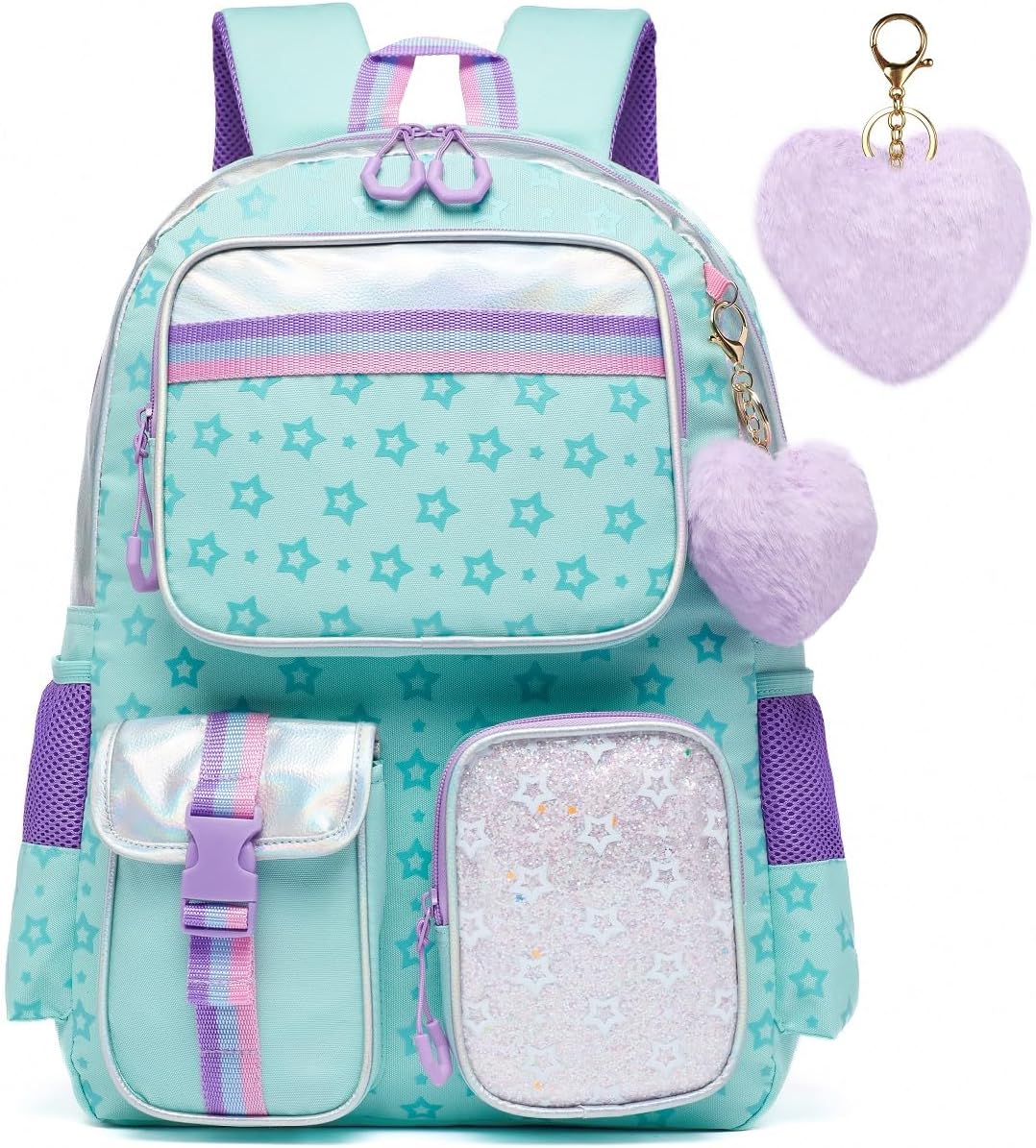 Meetbelify Backpack for Girls School Bag for Elementary School Cute Backpack 8-10 Years, Green