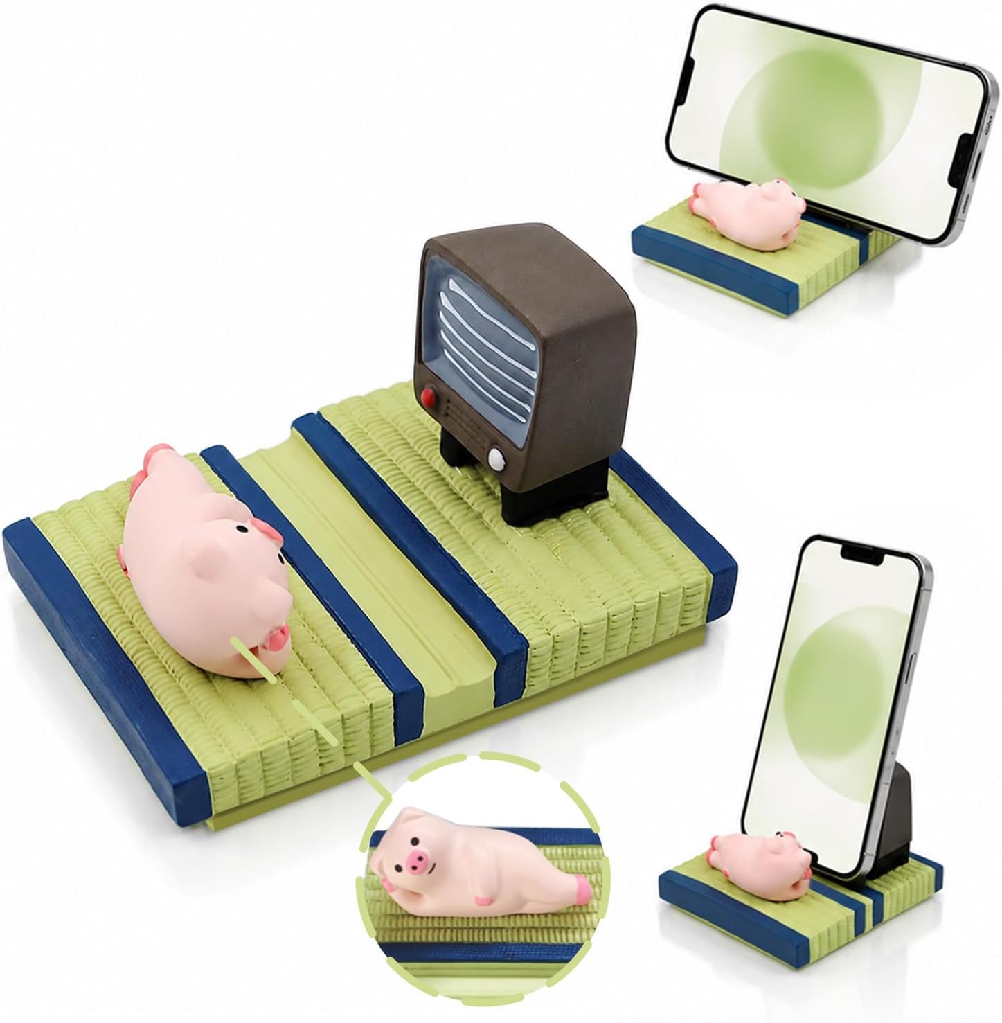 Lazy Pig Phone Stand Holder for Desk Resin Decor Cute Animal Lover Gifts