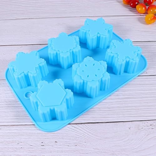 Miniatura 9 de EXCEART Moldes de silicona para tartas, moldes de silicona para jabón de silicona para tartas de copos de nieve, moldes de Navidad hechos a mano