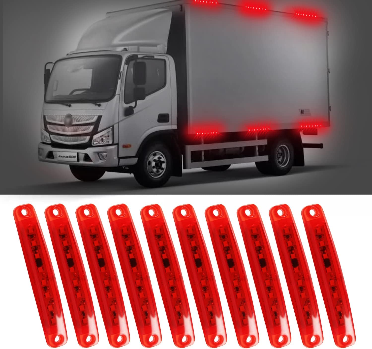 UPXSXT 10Pcs Truck Cab Marker Strobe Lights, 8 Led 1224V Front Rear