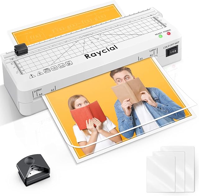 Laminator A4, Laminator Machine with 30 Laminator Pouches, 70s Fast Warm-up, 6 in 1 A4, A5, A6 Thermal Laminator Built-in Paper Trimmer Punch with Corner Rounder