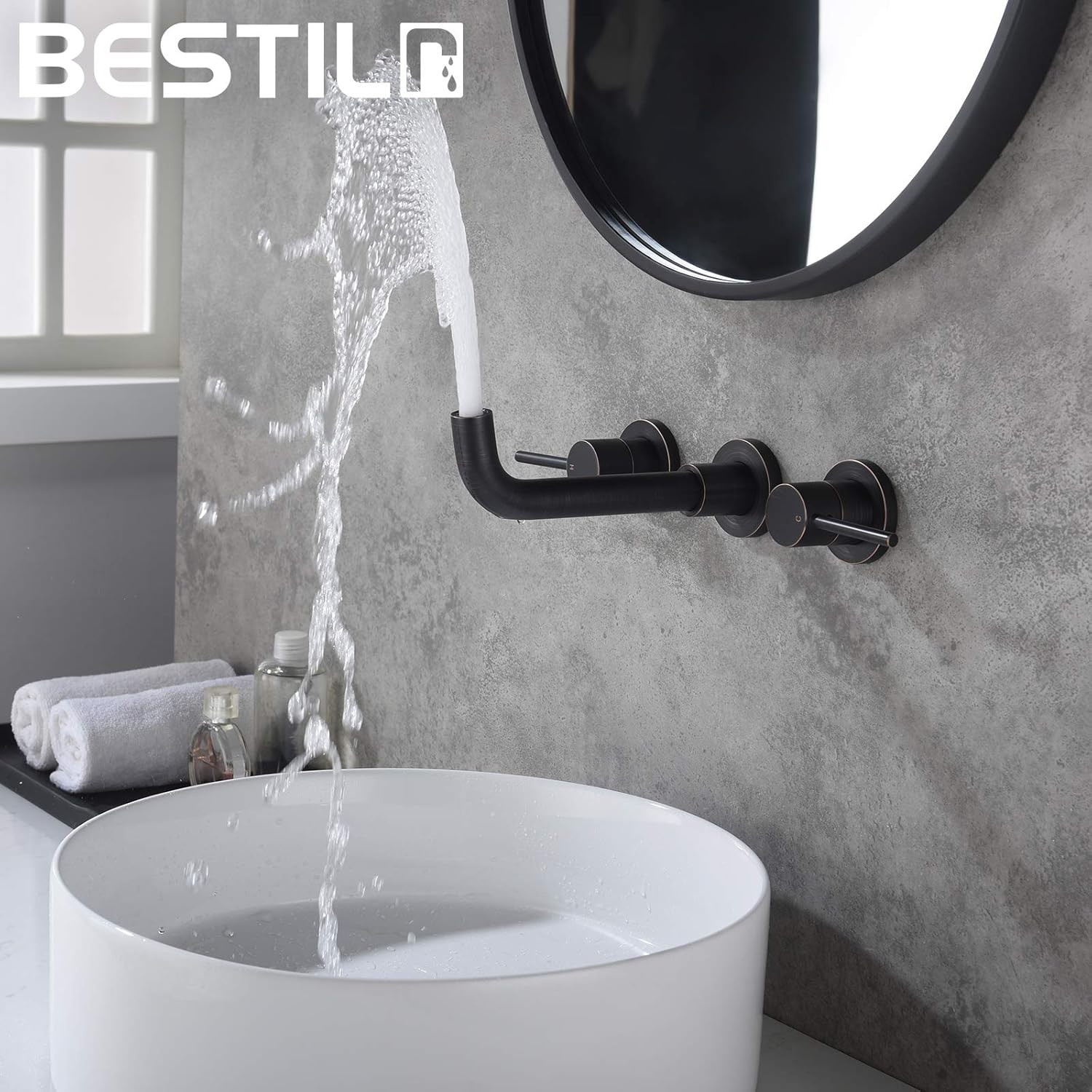 Frее Shірріng оƒƒеr BESTILL Wall Mount Bathroom Sink Faucet with 2 Lever Handle, Oil Rubbed Bronze