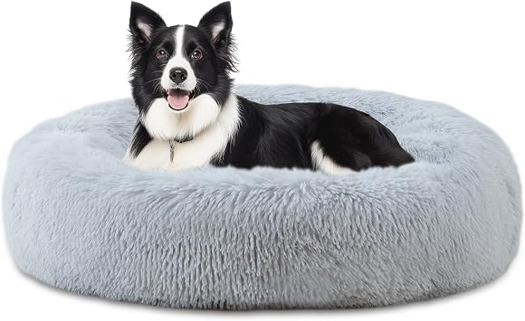 ELSKER&HOME 39 Donut Dog Bed, Calming Dog Bed for Large Sized Dog | Washable, Warming Soft, For Large Dogs, Anti-Anxiety Fluffy Plush Cushion, Fits up to 120 lbs Pets
