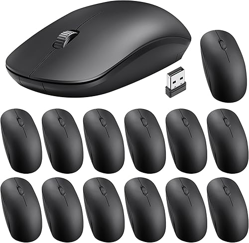 Paquete de 20 mouse inalámbrico para computadora portátil 2.4 G, mouse óptico inalámbrico de 1000 DPI con receptor USB, mouse inalámbrico compatible