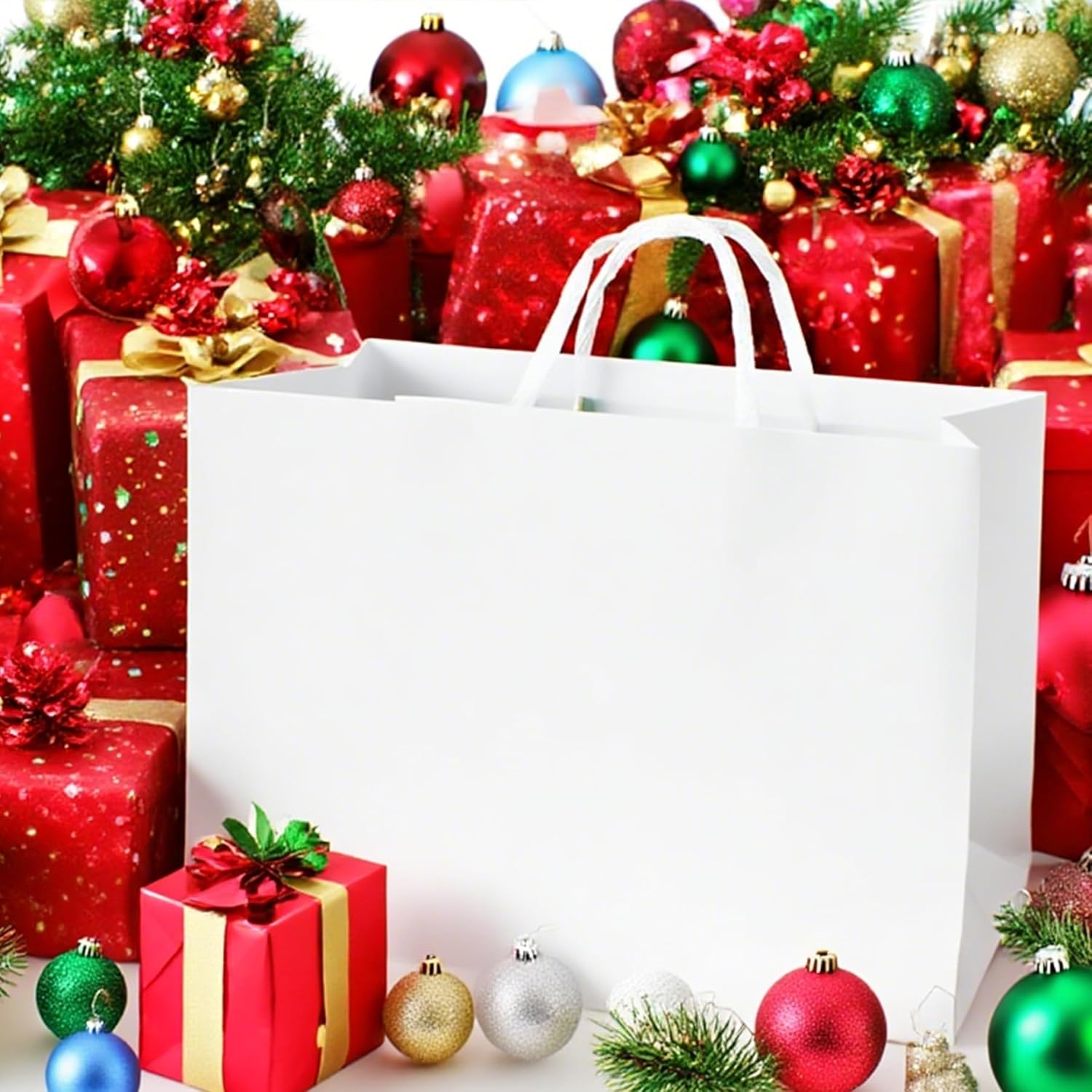 MAQMAQQ Extra Large White Gift Bags: 16x5x11 Inch 3pcs Black Paper Bags With Handles Bulk For Party Shopping Birthday Wedding Party Business - Image 8