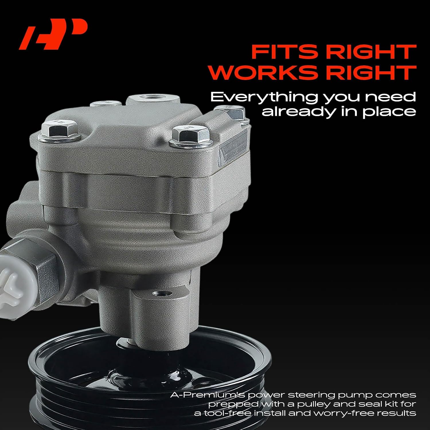 A-Premium Power Steering Pump, with Pulley, Compatible with Kia Sorento LX 2003 2004 2005 2006, V6 3.5L, Replace # 571003E000