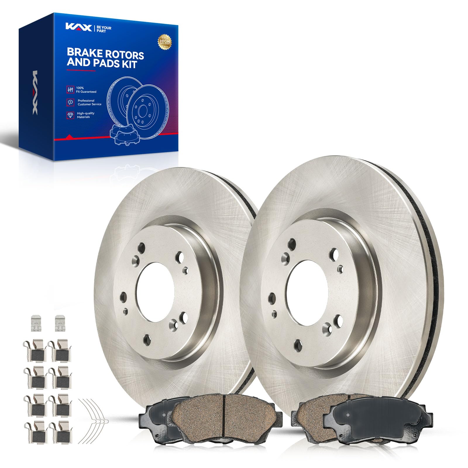 KAX Front Brake Kit, OE Brake Rotors and Ceramic Brake Pads | Fits Toyota Camry 2000-2001 2.2L, Toyota Sienna 1998-2003, Toyota Camry 1992-1996 3.0L, Toyota Avalon 1995-1997, Lexus ES300 1992-1996