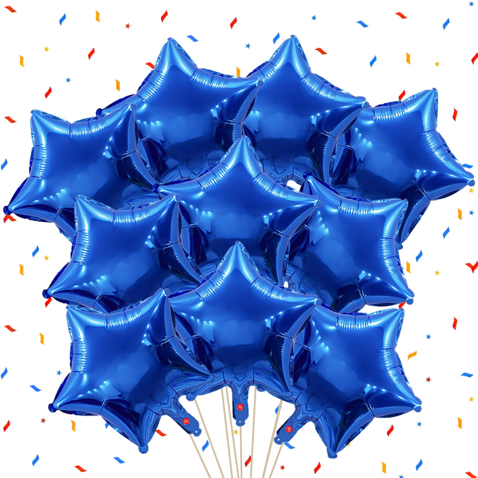 10 Pack Blue Star Balloons-18 Inch Star Foil Balloons for Christmas Birthdays Father's Day Engagement Wedding Baby Shower Party Decorations