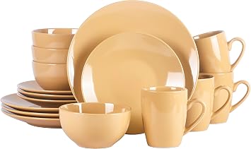 Color Wave Stoneware 16pc Dinnerware Set, Honey Golden