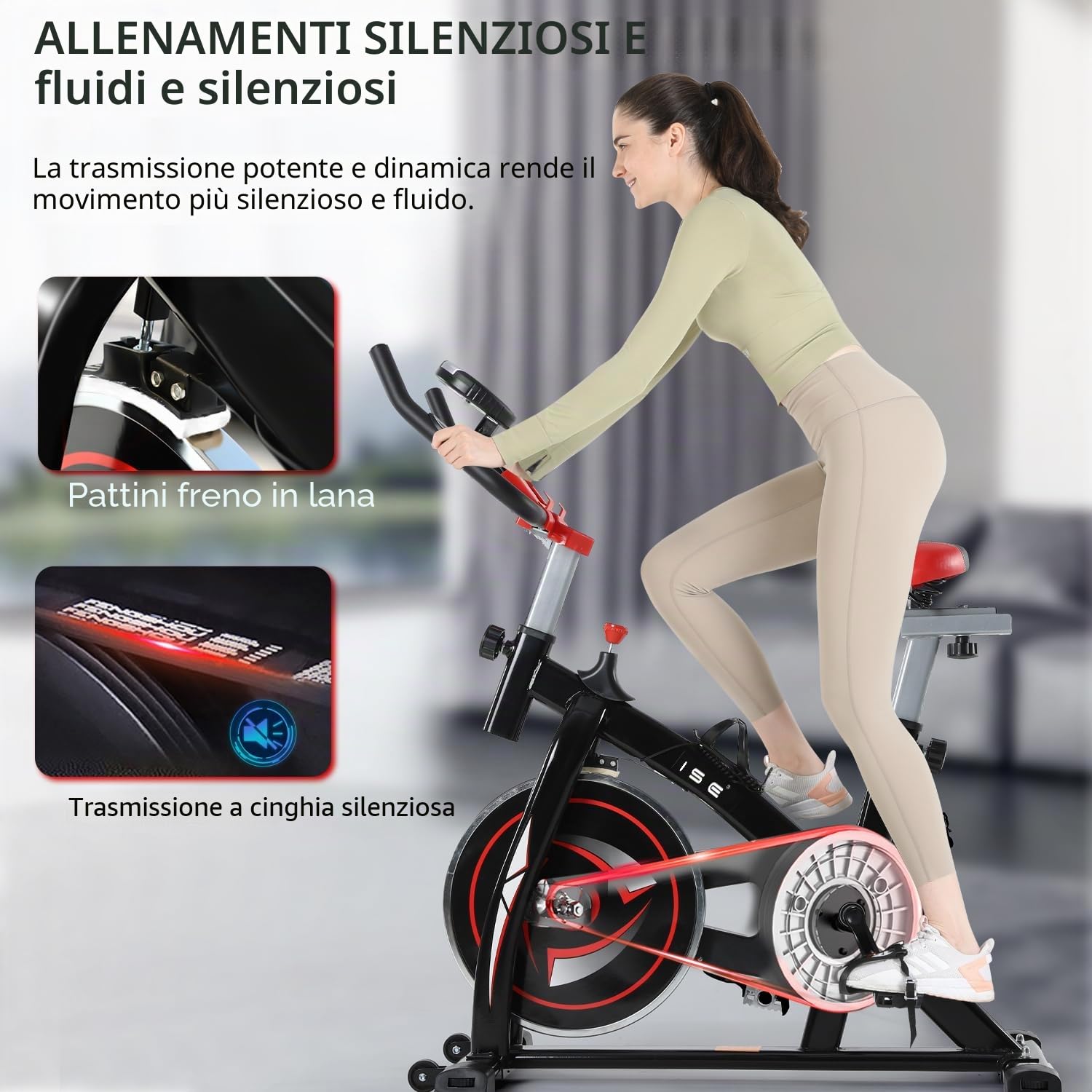 ISE Cyclette da Casa con Resistenza Regolabile, Cyclette per Casa Professionale con Supporto per Smartphone, SY-7802