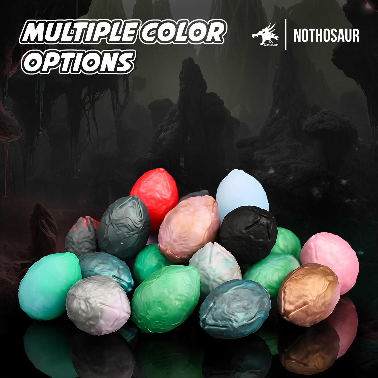 Set of 3, Nothosaur Big OGG 2 inch (5cm) Handmade Platinum Silicone Egg Waterproof Fantasy Stimulator Squishy Eggs for Ovipositors - Random Color: 2 inches Random Color