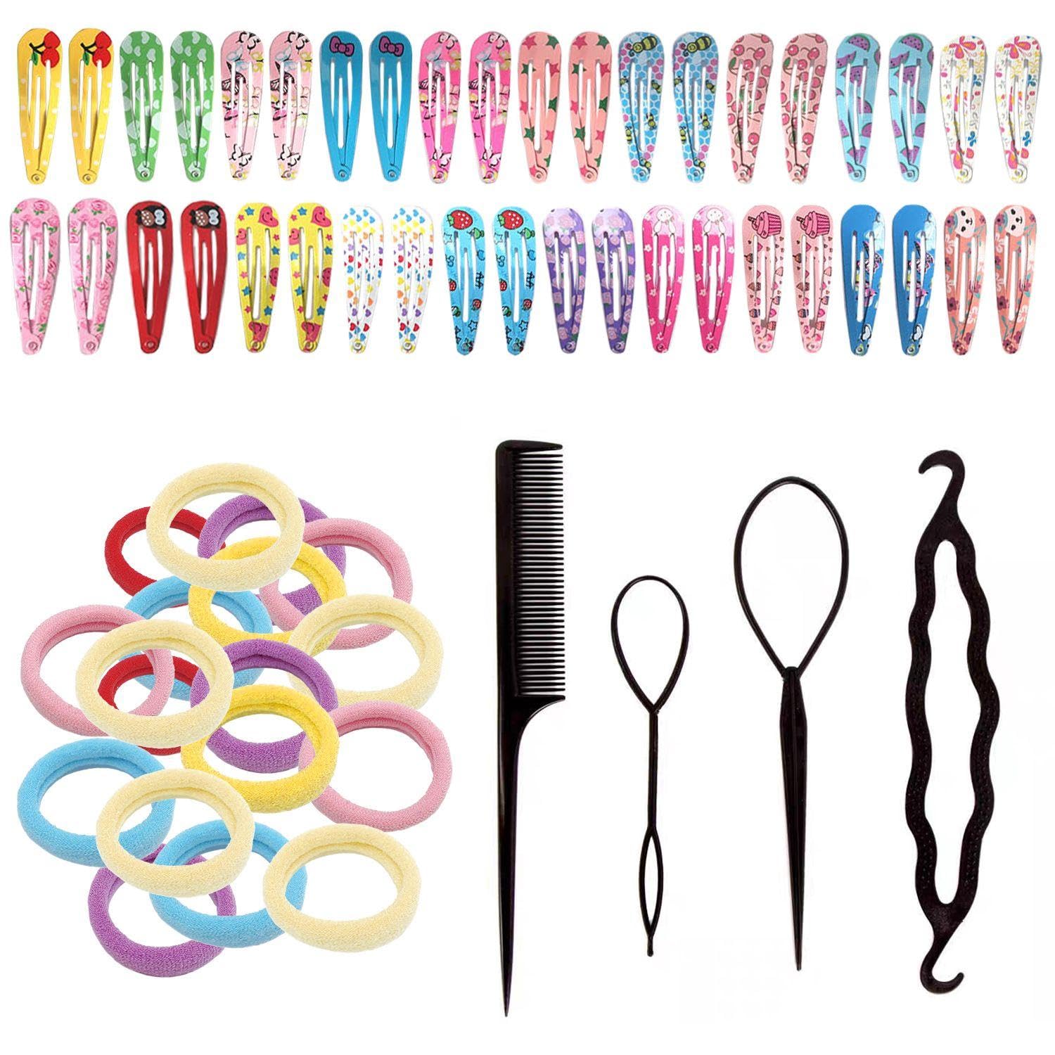 40 Pieces Of Colorful Hair Clips, 100 Pieces Of Colorful Hair Ties And 4 Pieces Of Black Hair Twisters