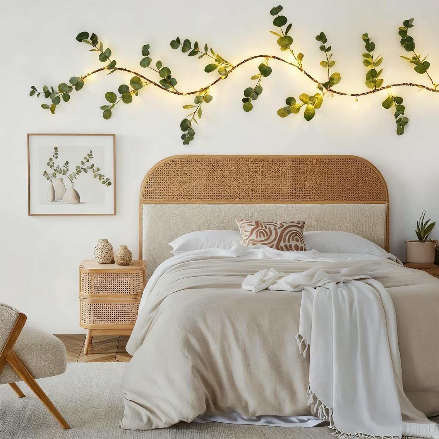gresonic 180 cm, gałązki 96 diod LED ze sztucznym oświetleniem eukaliptusowym łańcuchy świetlne na choinkę do dekoracji domu na Boże Narodzenie (2 sztuki)