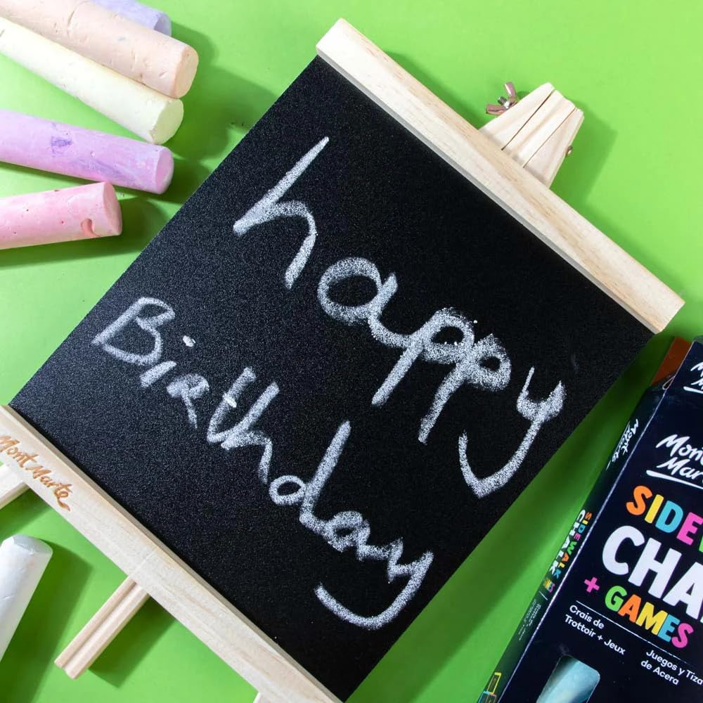 Mont Marte Chalkboard Easel - Compact Chalk Board on Pine Wood Easel - Small Chalkboard with Stand - 27.5 x 17 x 10 cm - Image 4
