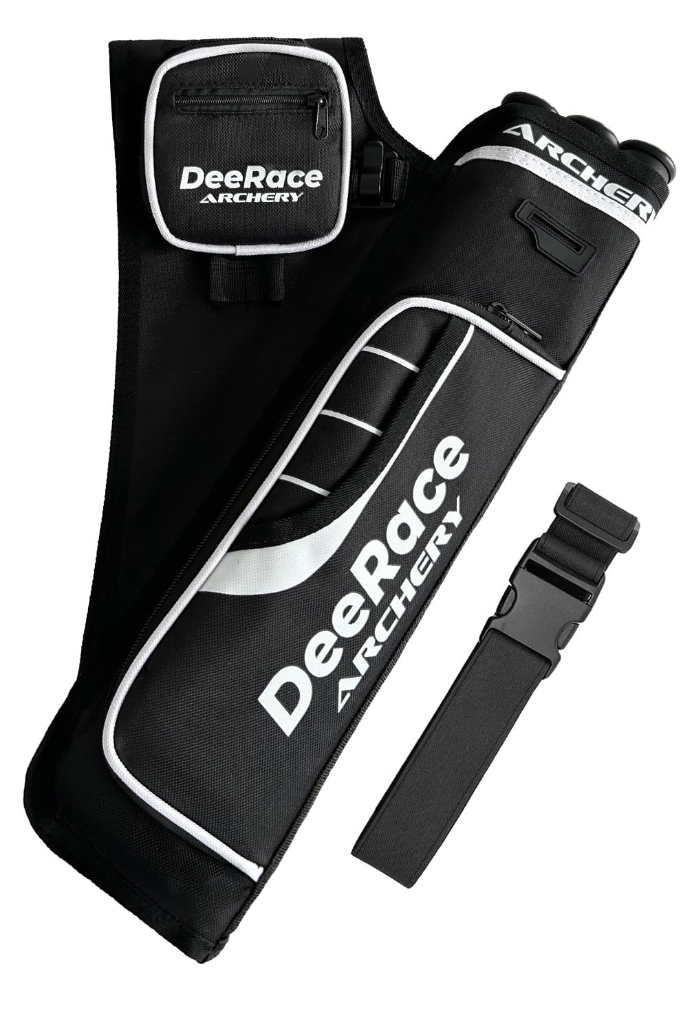 DEERACE Archery Hip Quiver, 3 Tubes Arrow Holder for Compound and Recurve Bow (Black)