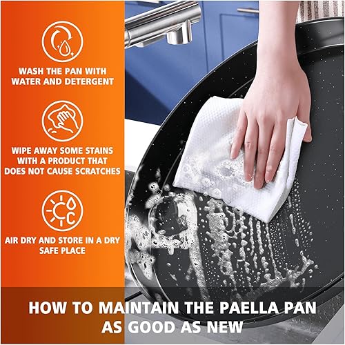 Miniatura 6 de GRISUN Paella Pan  Sartén esmaltada  Sartén antiadherente para auténticos platos españoles  Sartén esmaltada ideal para restaurantes y cocina casera