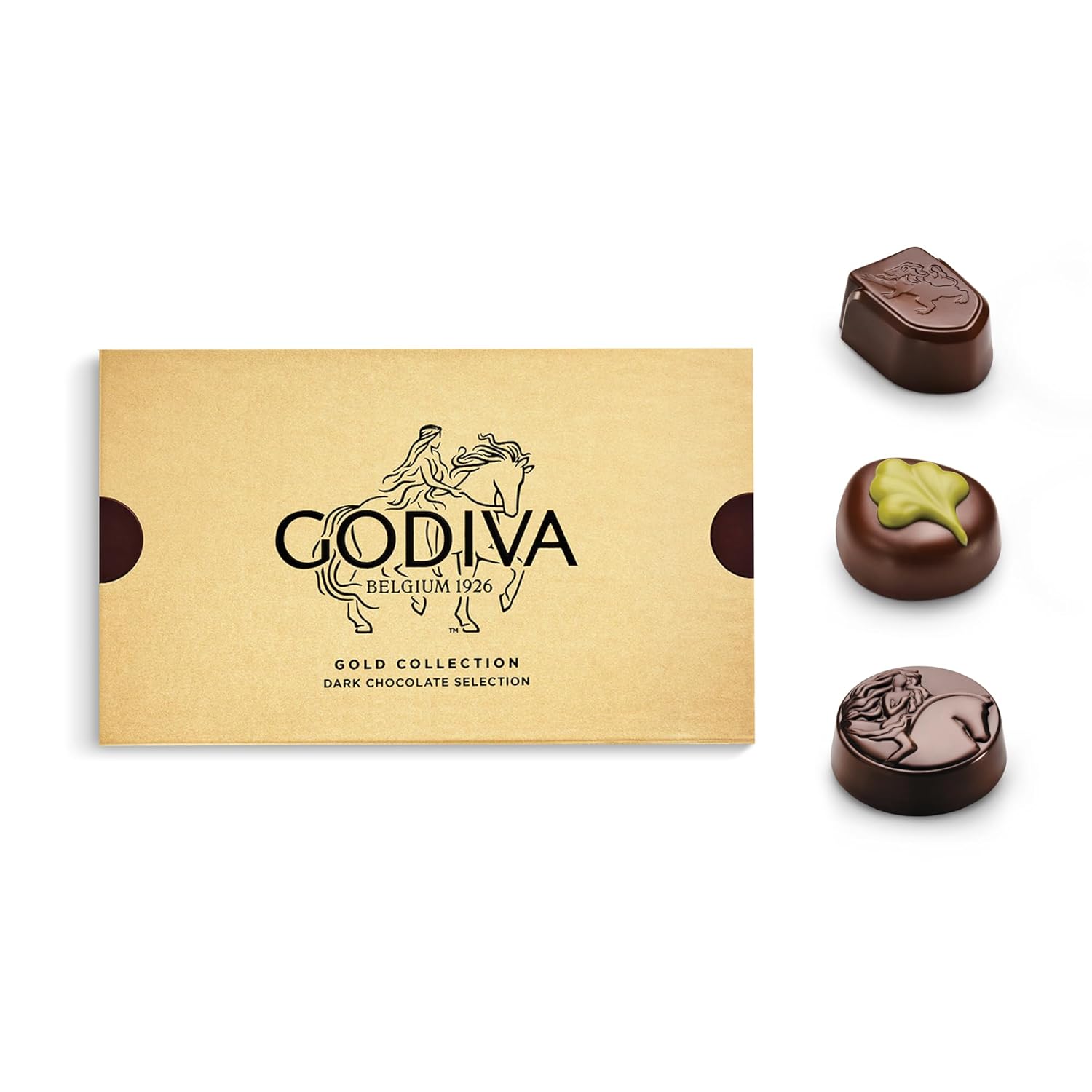 Godiva Gold Dark Chocolate Gift Box, Belgian Dark Chocolates with Pralinés, Ganaches & Caramels, Gourmet Gift for Birthdays, Holidays, Kosher, 15 Pc