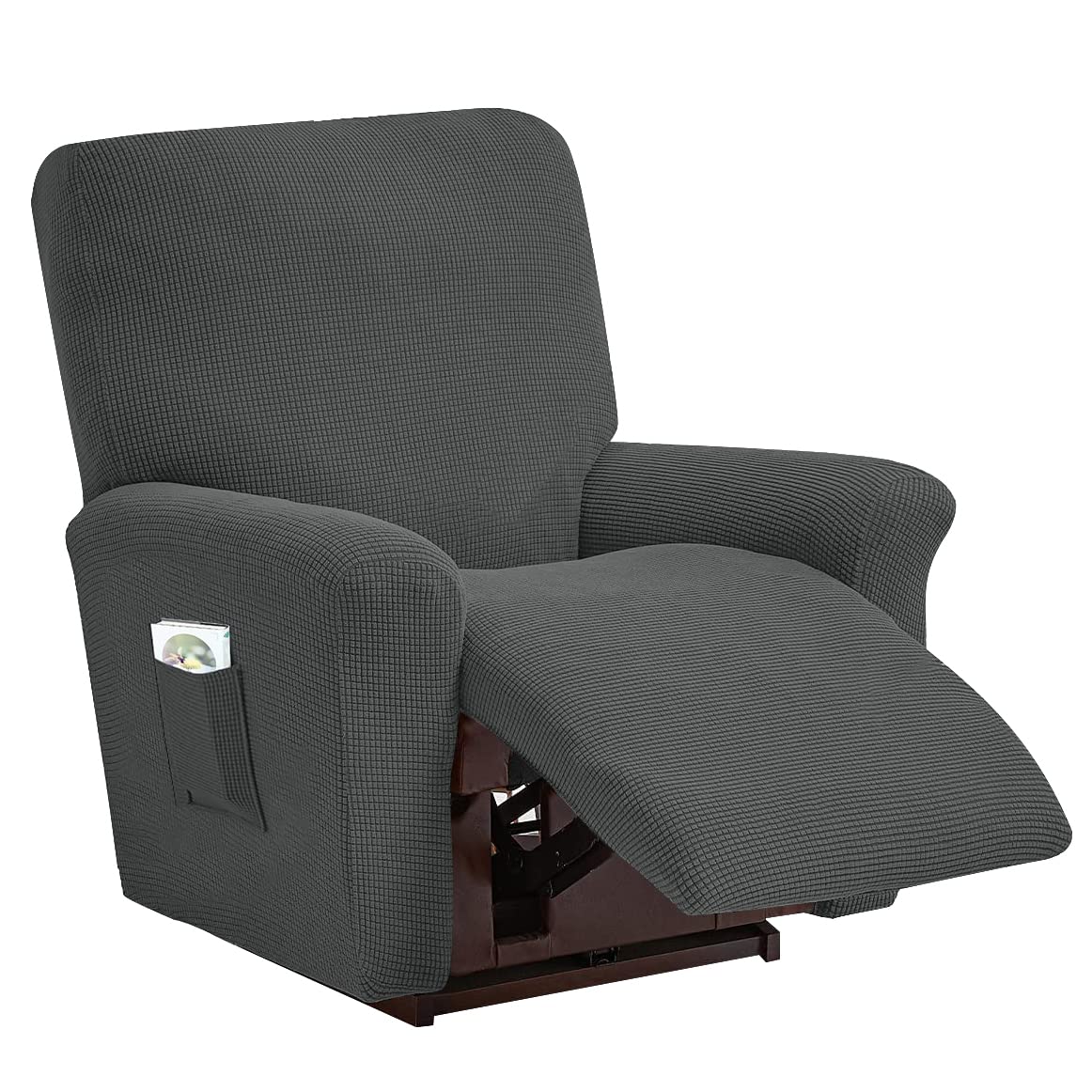 Housse de fauteuil inclinable douce et épaisse avec poche latérale pour télécommande