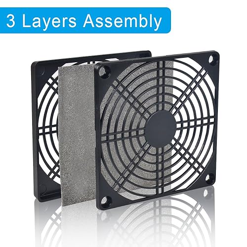 Miniatura 2 de ELUTENG Filtro de ventilador de 4.724 in, paquete de 2 protectores de soplador IP40 a prueba de polvo ABS para computadora, cubierta de malla