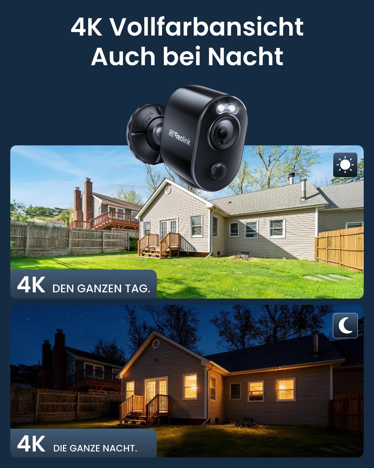Reolink Überwachungskamera Aussen Akku Argus 3 Ultra(Schwarz) mit Solarpanel, 8MP Farbnachtsicht, Solar WLAN Kamera Outdoor mit 2,4/5GHz WiFi, KI-Erkennung, Alarm-Filter, Spotlights, 2-Wege-Audio