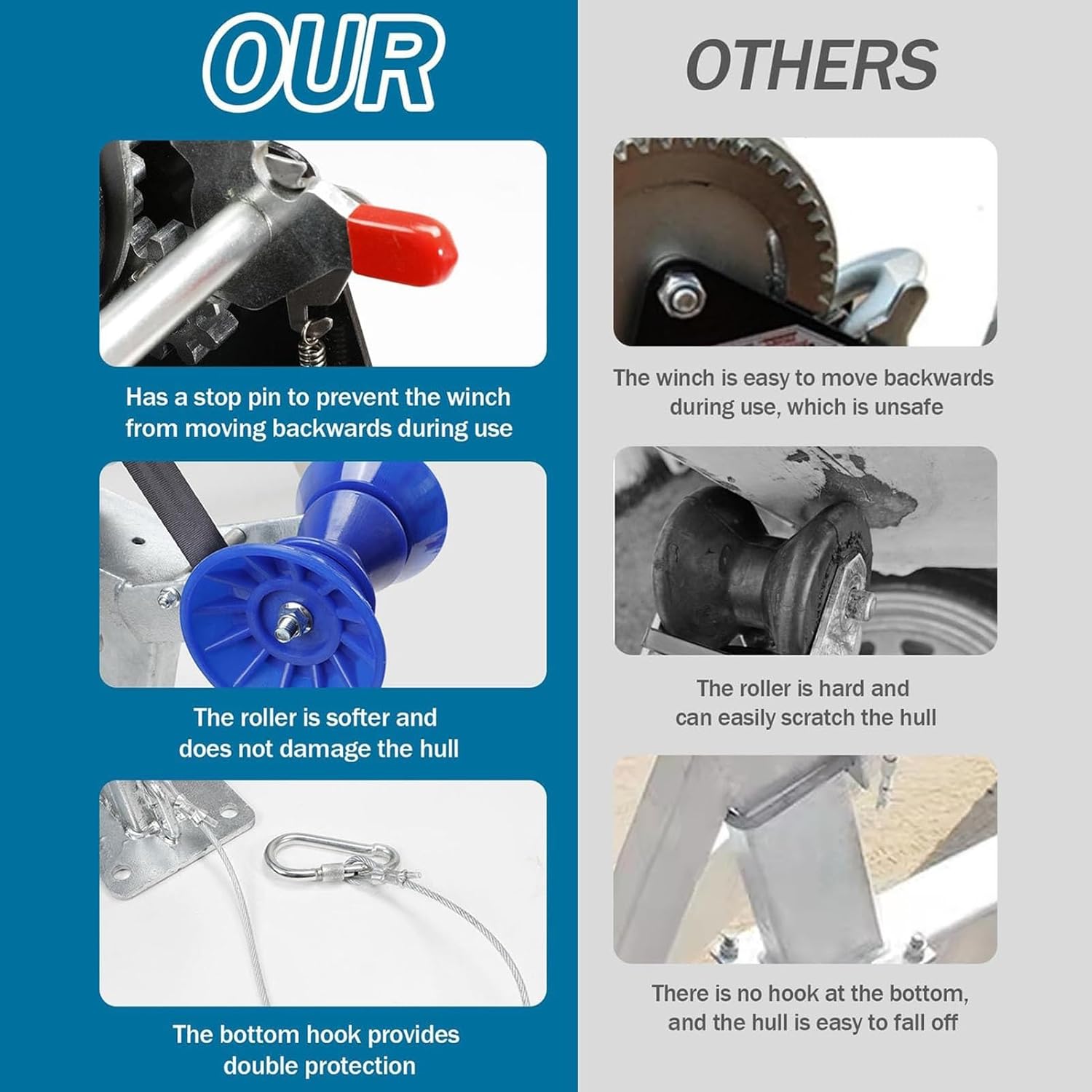 Boat Trailer Winch Post with 1200LB Boat Winch Compatible,Boat Trailer Winch Stand with Roller,Height Adjustable Boat Winch Mounts, for Speedboats, Fishing Boats & Motorboats