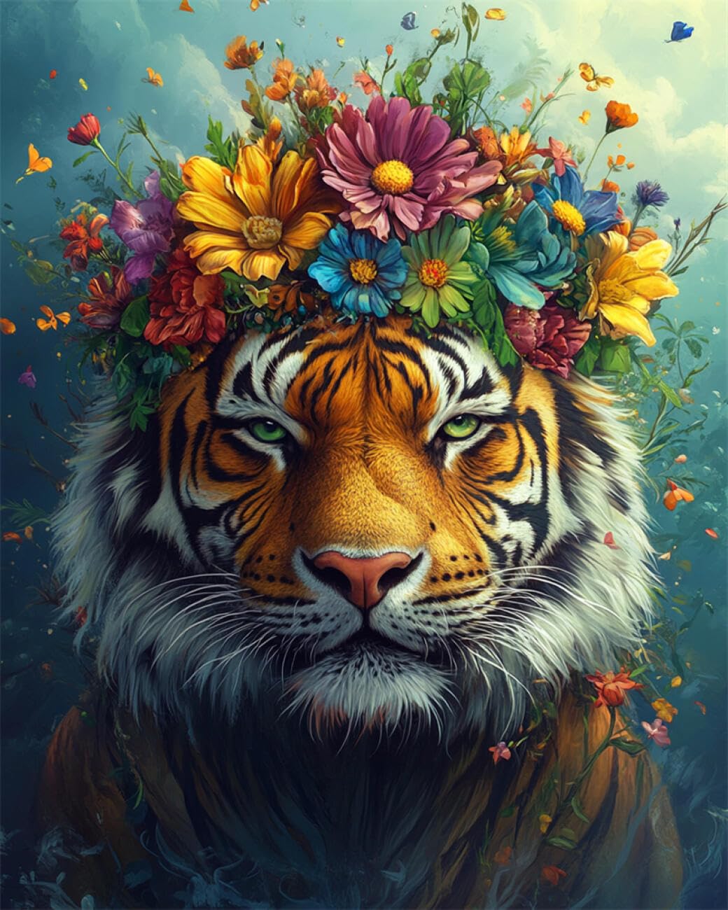RKFLGEW DIY Bead Embroidery Kits Cartoon Tiger 50x70cm