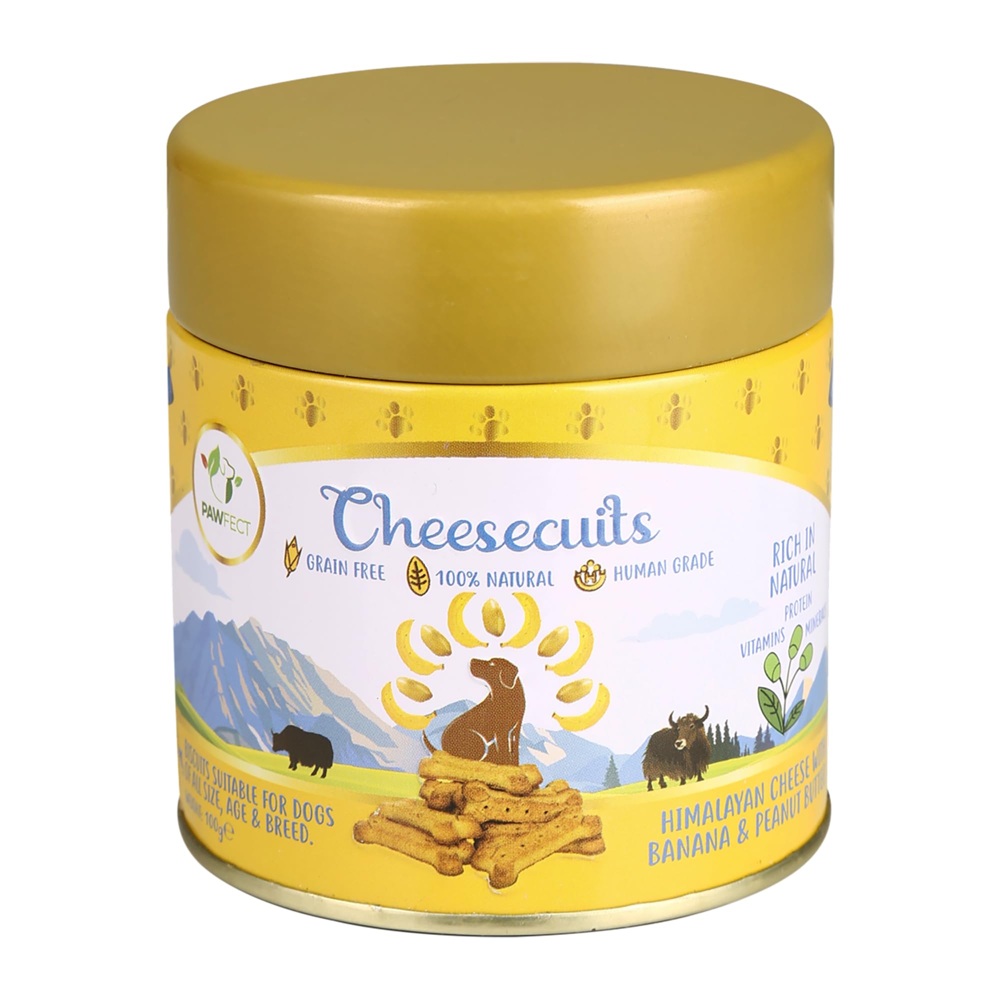 Pawfect Cheesecuits - Cheese biscuits with Banana and Peanut Butter for Dogs Dog Treats - Grain-free - Hypoallergenic - Rich in Antioxidants - Dog Training Treats (100g/3.53oz)