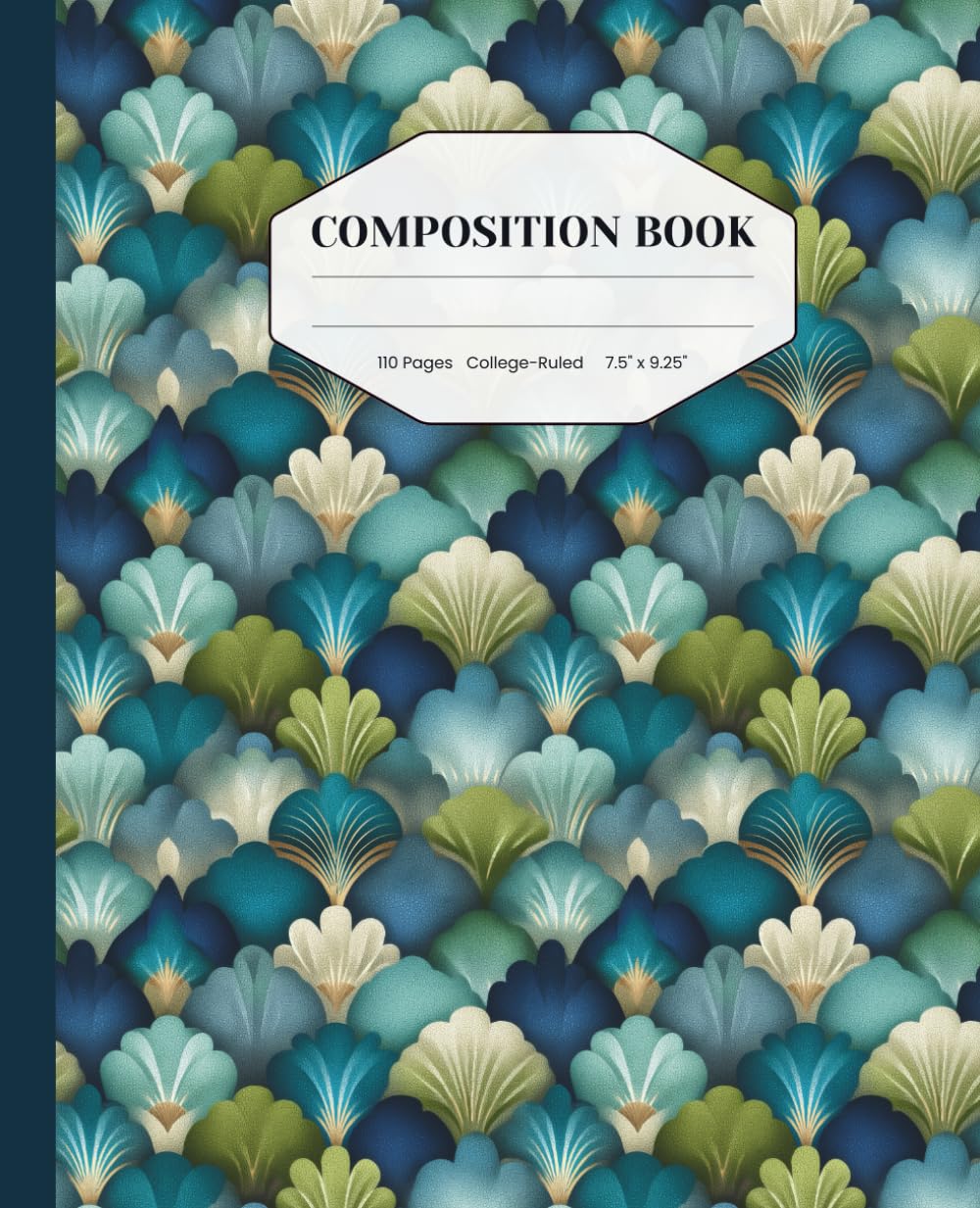 Art Deco Composition Notebook – Neo Deco Shell Pattern – College Ruled – 110 Pages: Vintage-Inspired Softcover Notebook with Modern Fan Design