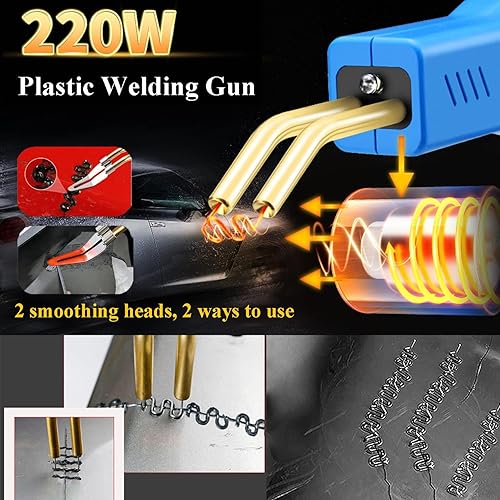 Miniatura 6 de Soldador de Plástico Mejorado de 220W, Kit de Soldador de Reparación de Soldadura de Plástico 2 en 1, 1000 PCS Pistola de Soldadura de Grapadora