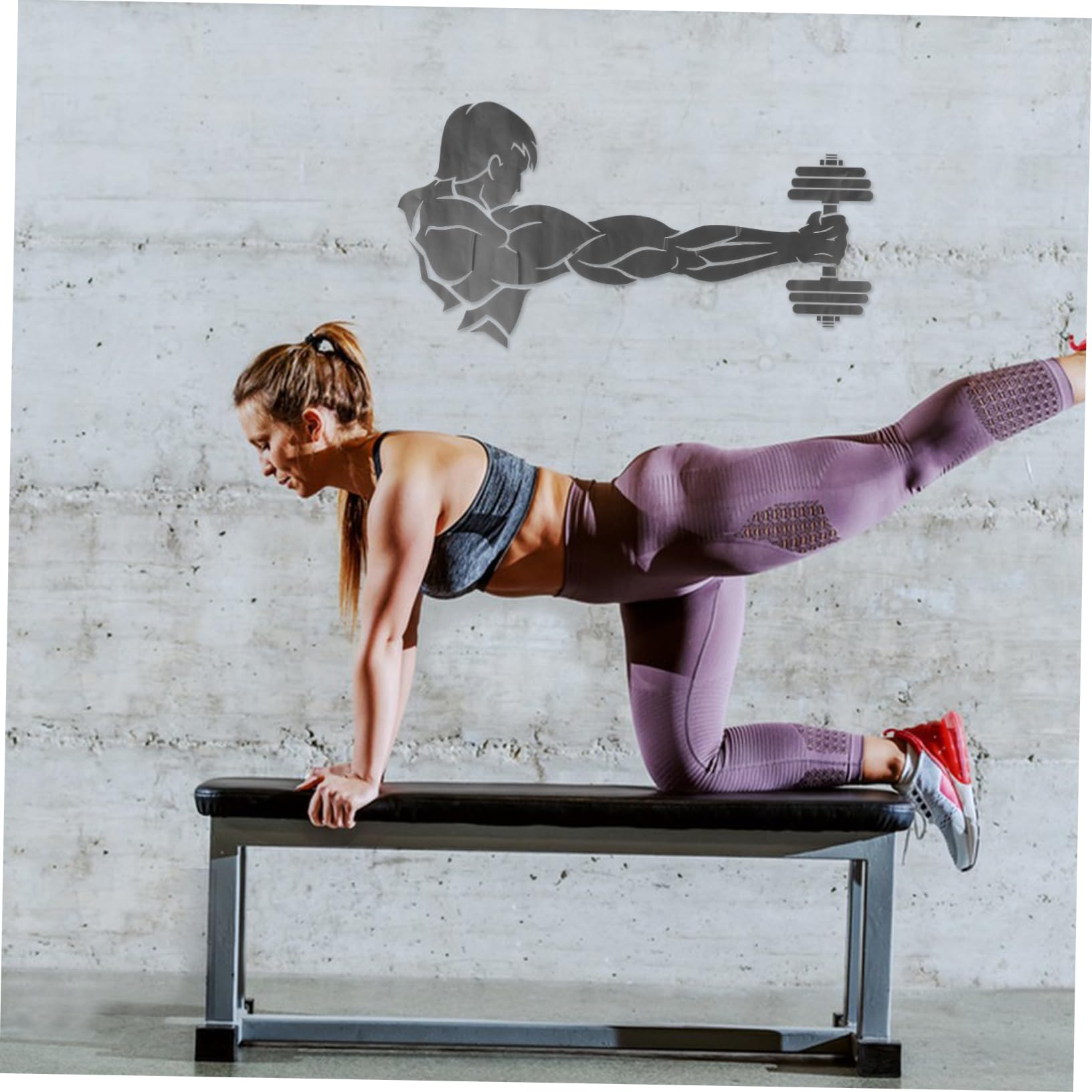 Toddmomy Autocollant Mural Sportif Sticker Décoratif Musculation Avec Athlète Tenant Un Haltère Pour Salle De Gym Et Décoration Intérieure