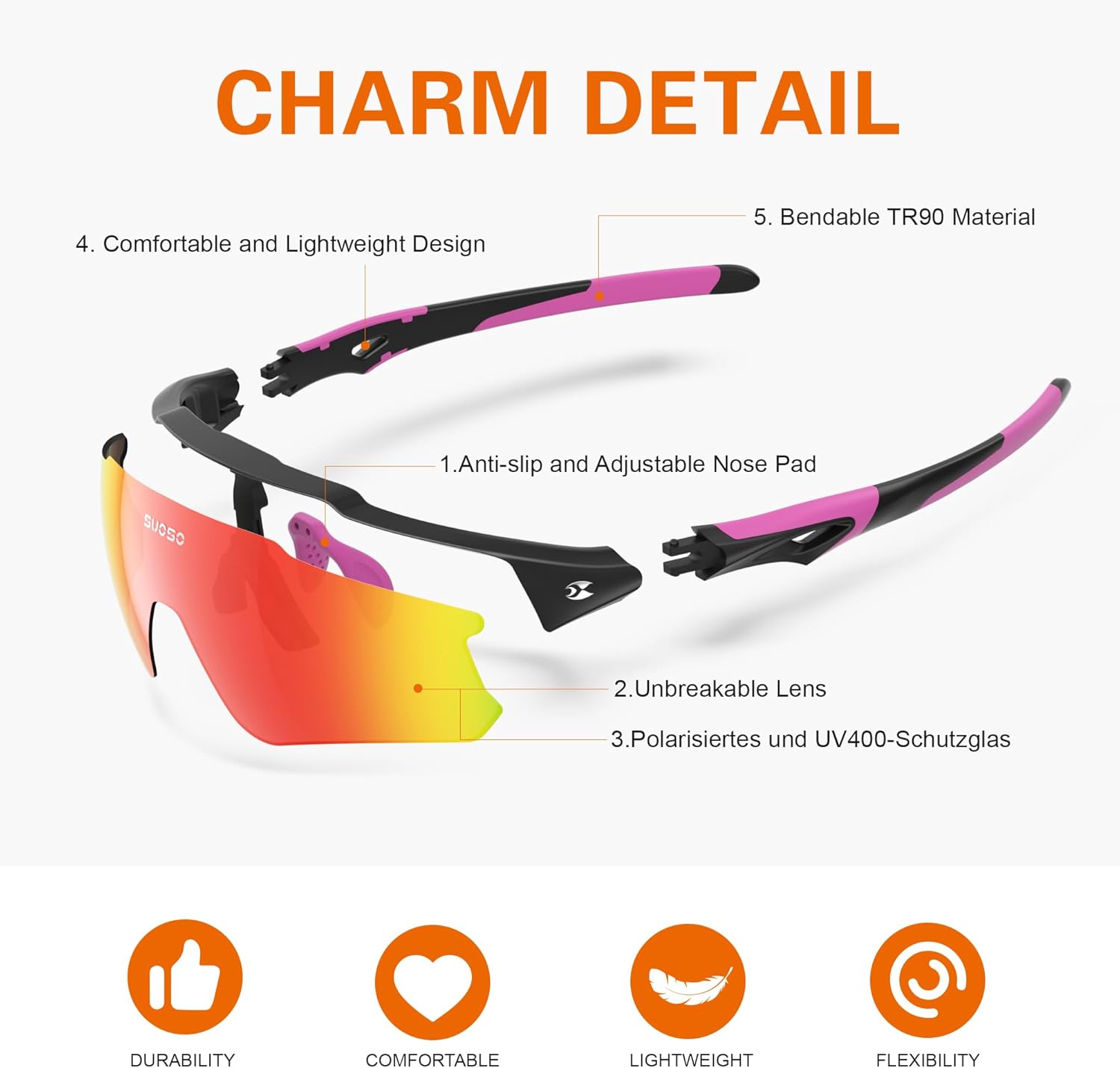 Sports Polarized Sunglasses for Men: Womens Cycling Sun Glasses UV400 Protection Goggles for Baseball Running