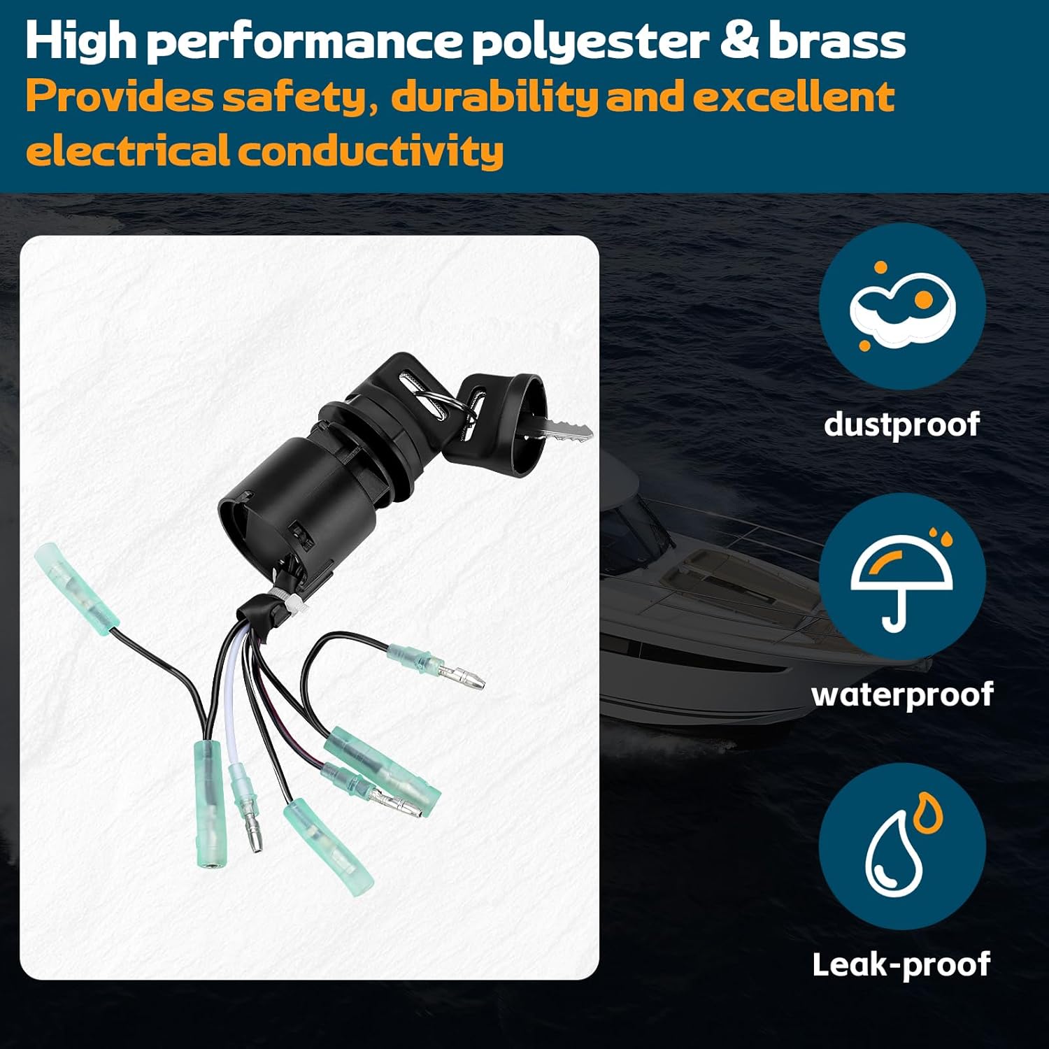 Outboard Ignition Switch & Key for Honda BF115 BF135 BF150 BF200 BF225 Motor Remote Control Box 35100-ZV5-013