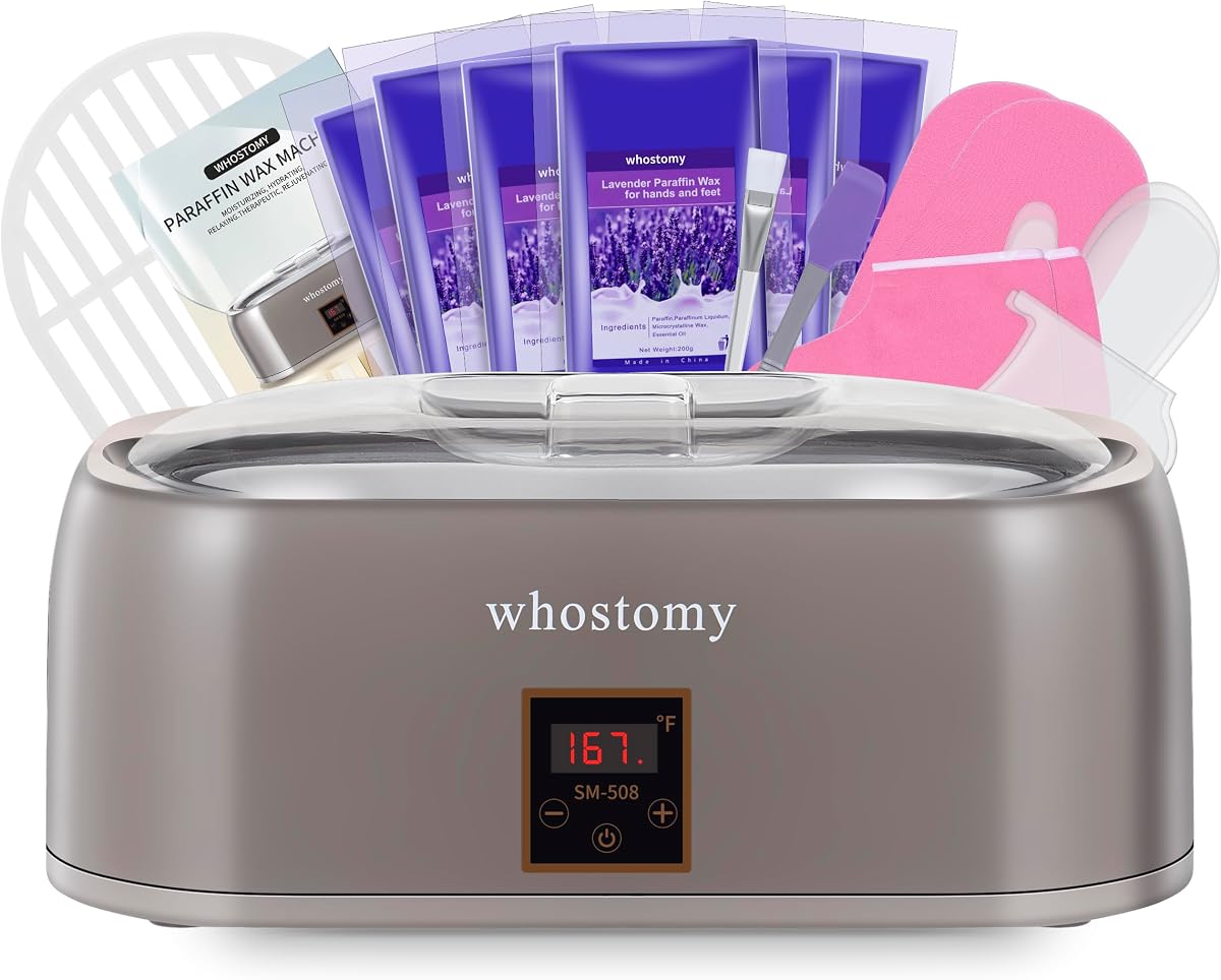 Paraffin Wax Machine for Hands and Feet, Paraffin Wax Warmer Moisturizing Kit 4000ml Wax Bath with Auto Timer, 6-Pack Wax Refills for Manicure Pedicure Home Spa