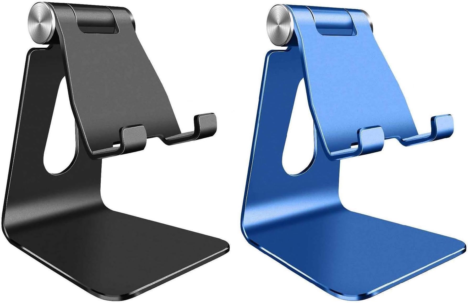 SKEJER Adjustable Cell Phone Stand, iPhone Holder, Tablet Stand Dock, Aluminum Desktop Stand Compatible with 4"-12" Phone/Kindle/Tablet/iPad/iPhone- Black + Royal Blue