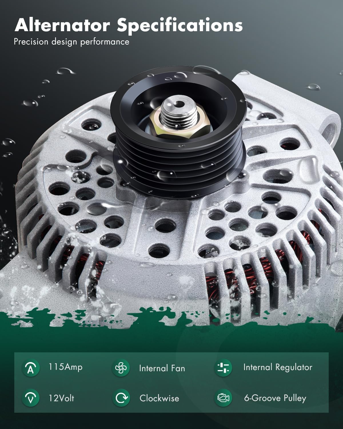 SCITOO Alternator 8519 AFD0165 Fit for Ford for Explorer for Trac for Ranger 12V 115Amp CW 6-Groove Pulley