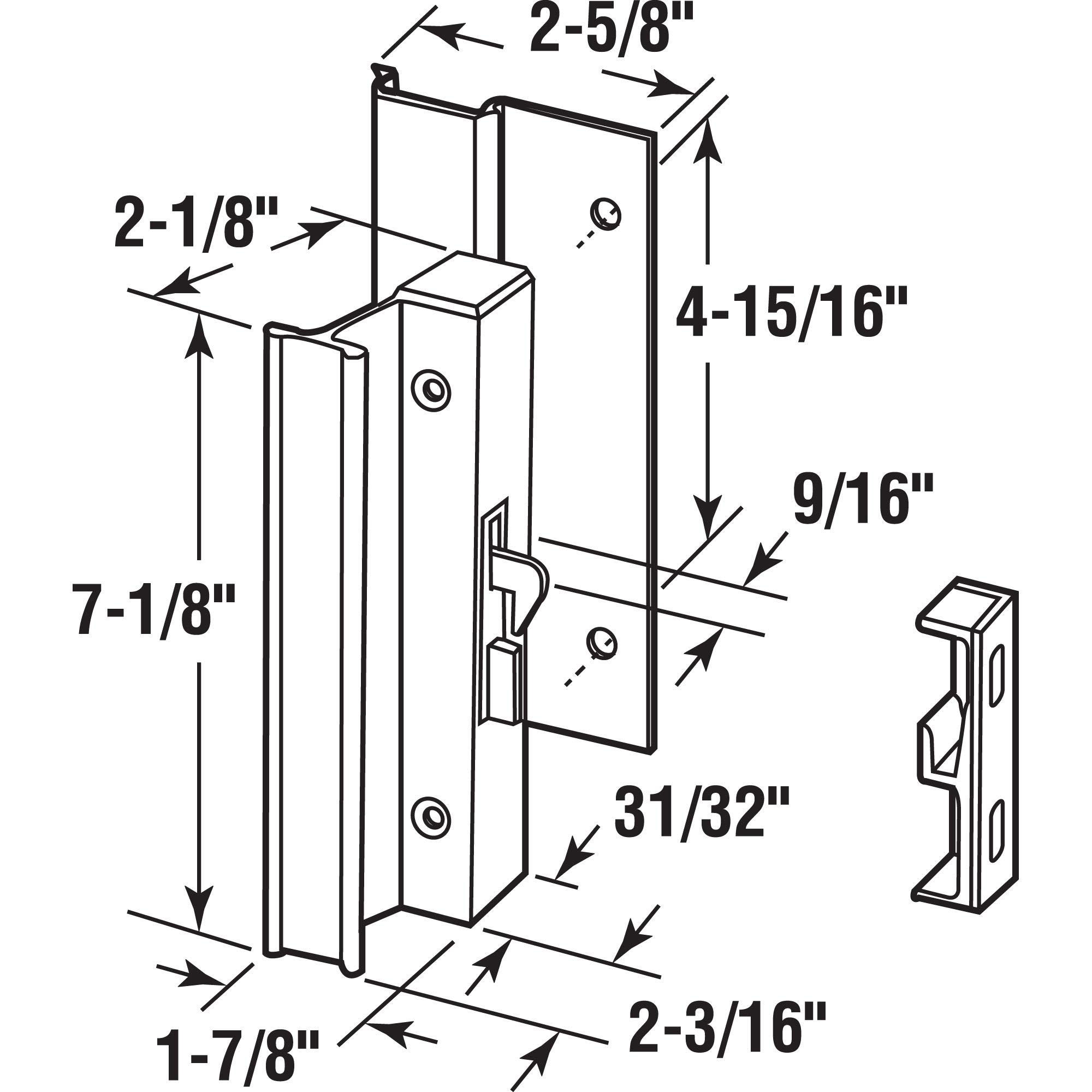 Prime Line MP1002 High Profile Sliding Door Pull Handle, Aluminum, 1 Set - Image 2