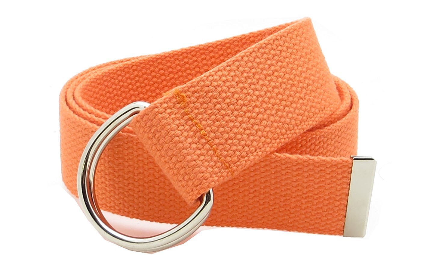 Sunsnow Canvas Web Belt Double D-Ring Buckle 1.5" Wide with Metal Tip Solid Color