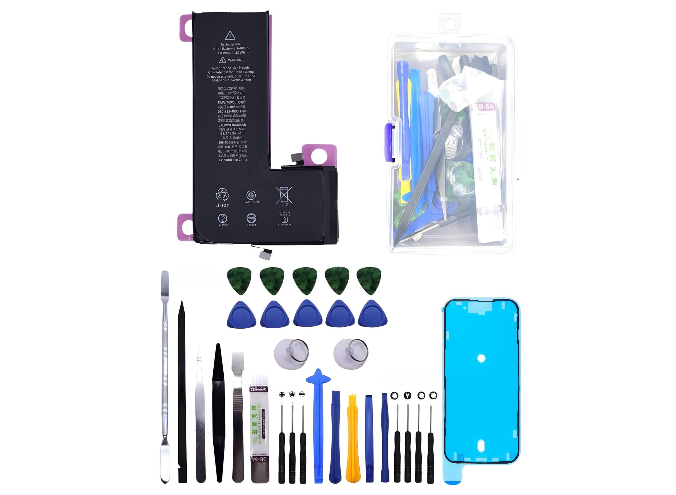 Premium Battery Replacement for iPhone 11 Pro – 3,046mAh Zero Cycle, Full Capacity Battery with 30-Piece Tool Kit, Pre-Installed Adhesive & Waterproof LCD Seal