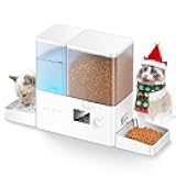 Rojeco 36Cups/8.5L Pet Automatic Cat Feeder and Gravity Water Dispenser,Stainless Steel Bowls 2-in-1 Set Large Capacity 5L Food Feeder and 3.5L Water Fountain for Cats,Pets,Small Dogs,Puppies,Kittens