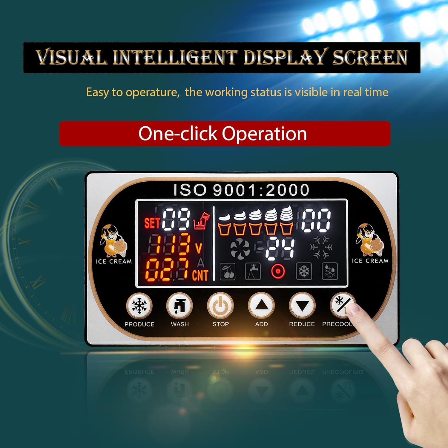 Control panel of the Kolice ice cream machine