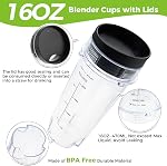 16oz Coupes de mélange avec des lids 6 Remplacement de la lame d'extraction de Fins pour Ninja 16oz Gobelets compatibles avec les mélangeurs Nurti Ninja BL660 BL663 BL663CO BL665Q BL740 BL770