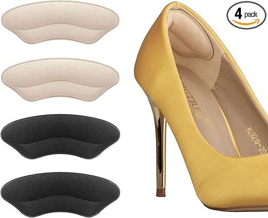 Heel Grips Liner, Cushions Heel Pads Insert Prevent Too Big, Slipping, Blisters, Filler for Loose Shoe Fit (New (Pale Apricot+Black))