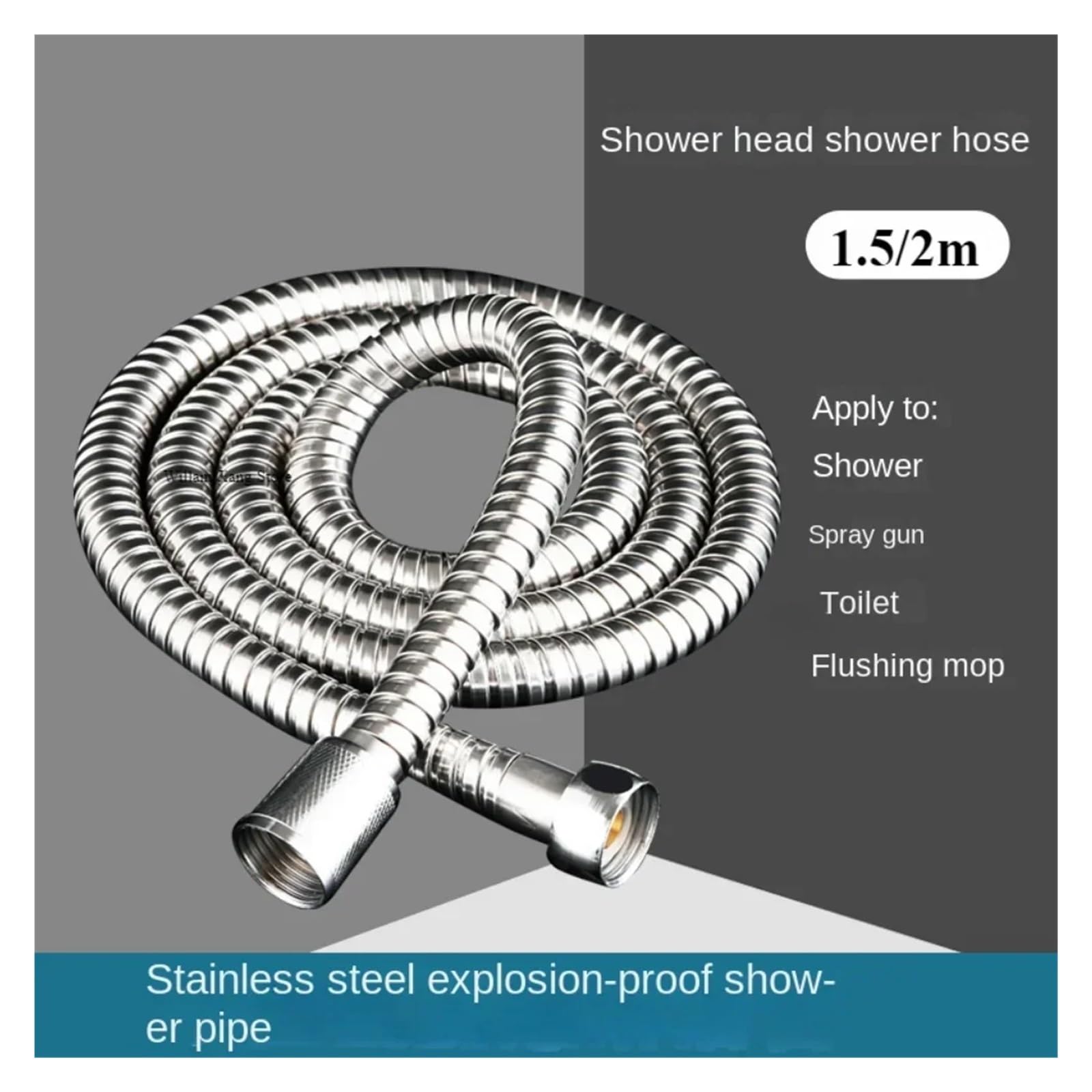 Manguera de ducha flexible de 1,5 m de acero inoxidable SUS304 extensible para jardín, accesorios de baño, color negro y 1 unidad, diseño a prueba de fugas