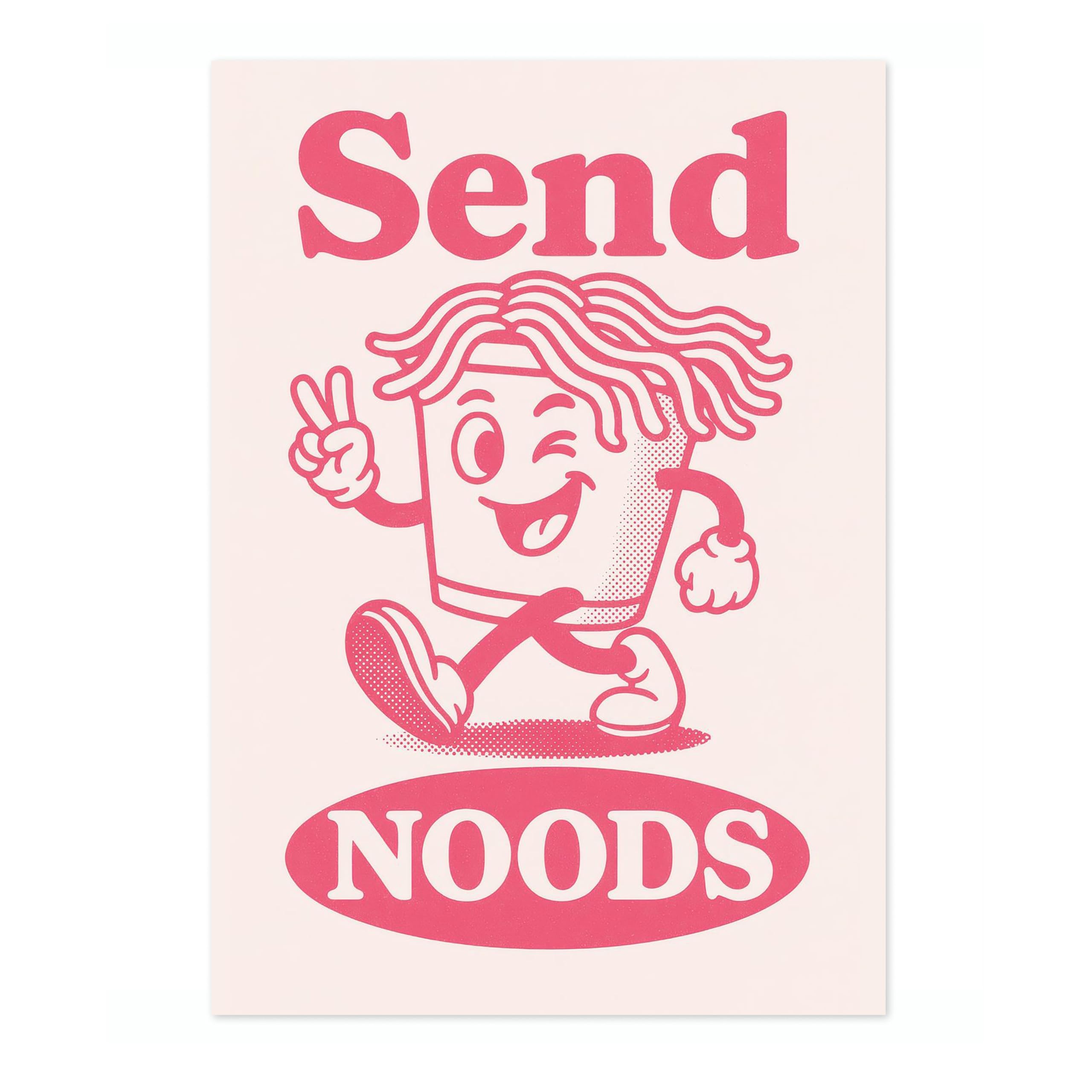 Send Noods Kitchen Wall Art, Modern Food Poster, Cartoon Mascot Prints, Kitchen Typographic Home Decor, A5 (Print Only) - 21x14.8cm — image 1