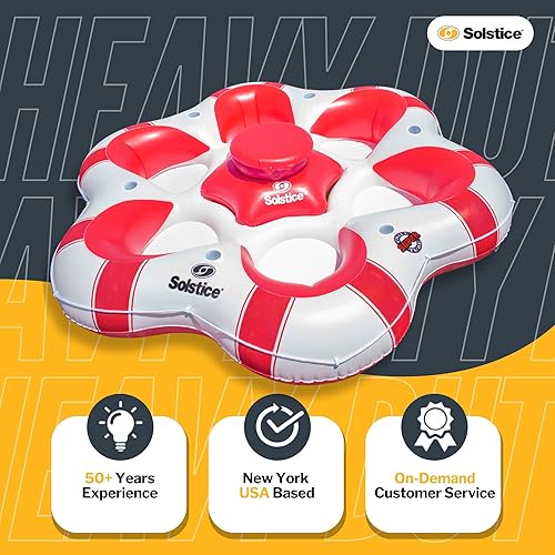 Miniatura 9 de SOLSTICE Super Chill - Tubo flotante inflable para 6 personas con portavasos, enfriador, parte inferior de malla, respaldo, asas de agarre para