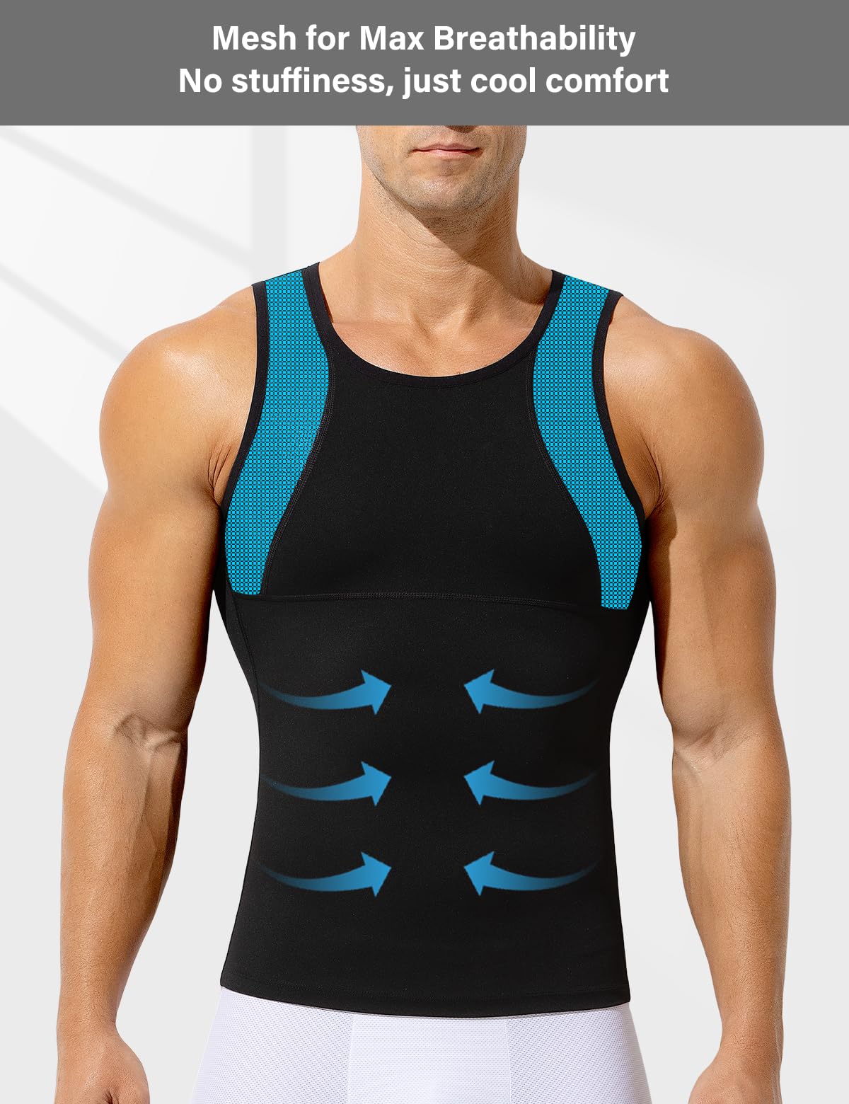 Casey Kevin Shapewear męska elastyczna koszulka kompresyjna do wyszczuplającego brzucha, bez rękawów, koszulka kompresyjna, koszulka sportowa