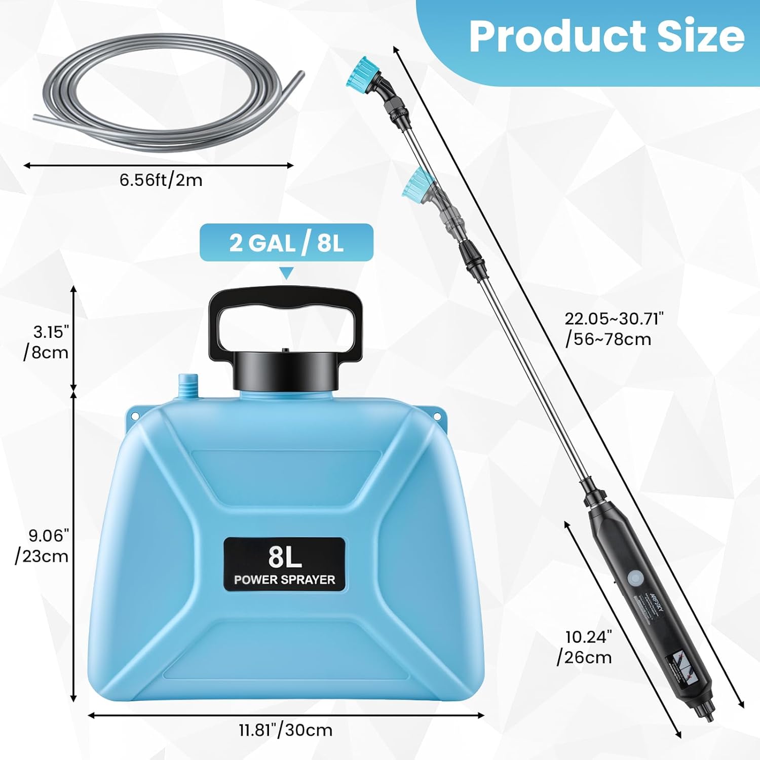 Battery Powered Sprayer 2 Gallon - Pump Sprayer Electric Garden Spray with 4 Nozzles Retractable Wand USB Weed Spraying for Lawn and Yard Plant Care