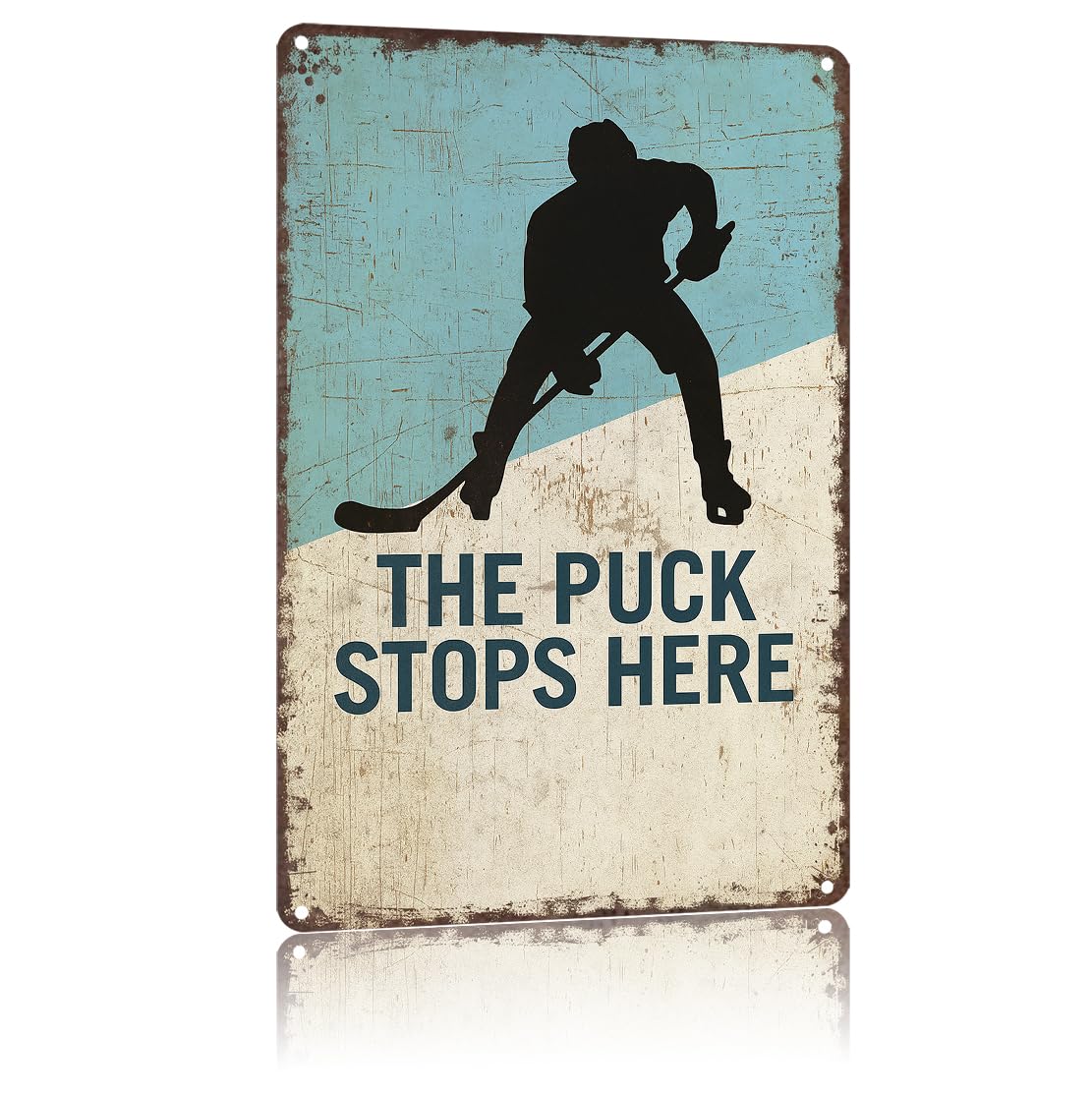 KWQDOZF Funny Metal Signs Poster 8x12inch The Puck Stops Here Aluminum Sign Wall Art For Home Room Bedroom Office Decor