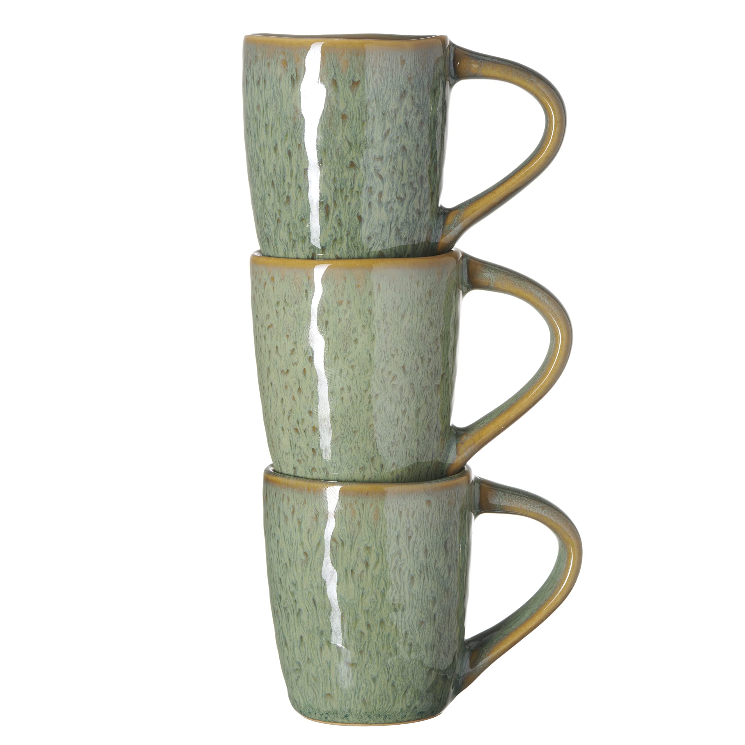 LEONARDO HOME 018597 MATERA - Set di 4 tazzine da caffè, 90 ml, in ceramica, colore: Verde