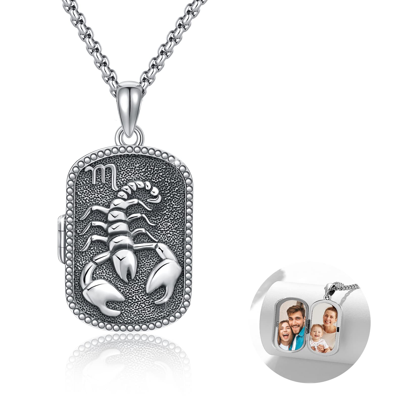 Skorpion Sternzeichen Medaillon Zum Öffnen 925 Sterling Silber Für Bilder Schmuck Geschenk Für Damen Und Herren